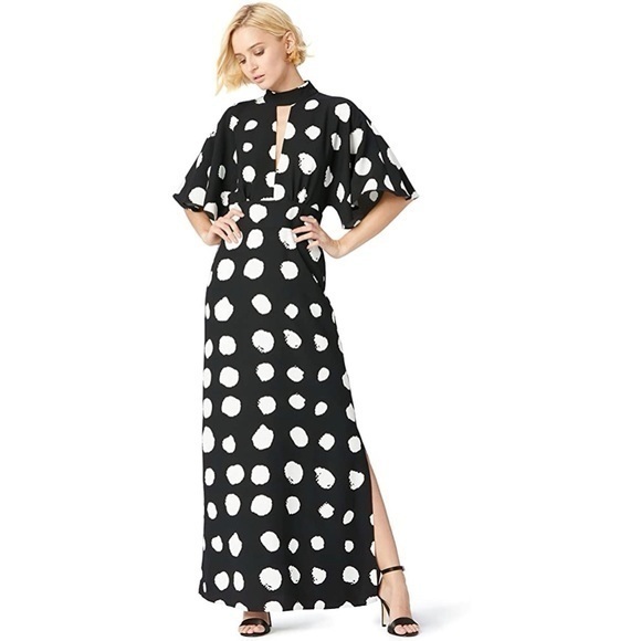 TRUTH & FABLE Women's Keyhole Maxi Evening Dress with Side Slits black white xxl - Picture 2 of 9